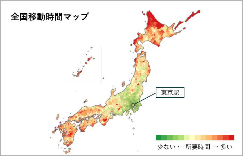 移動時間マップ/時間到達圏マップ