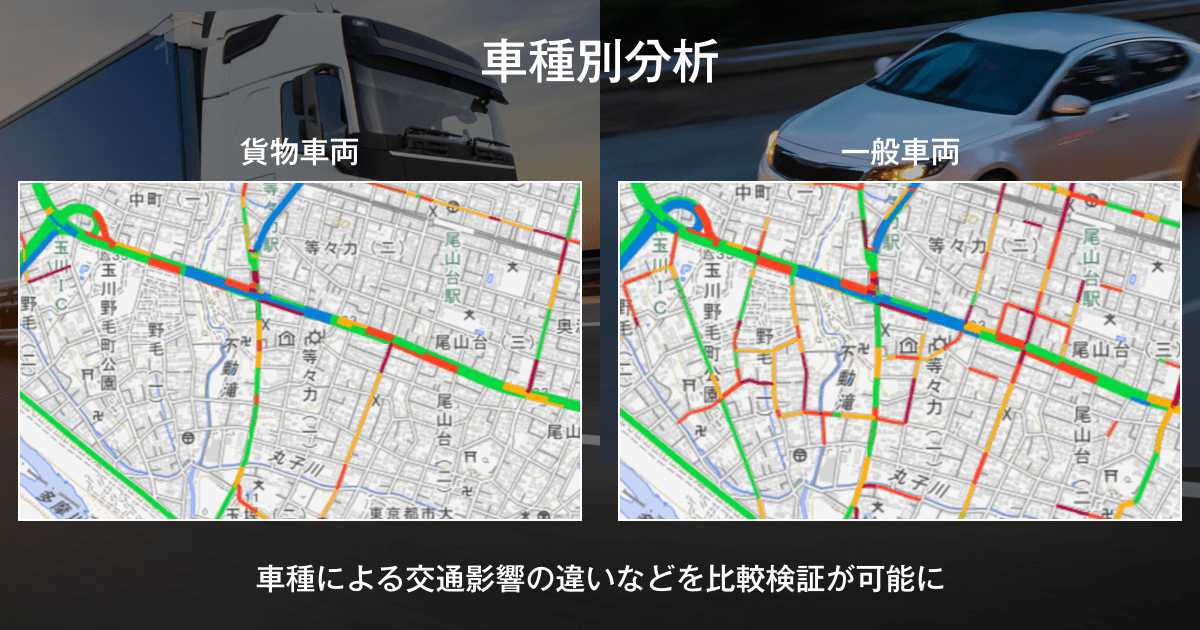 普通車／貨物車で車種別の分析が可能